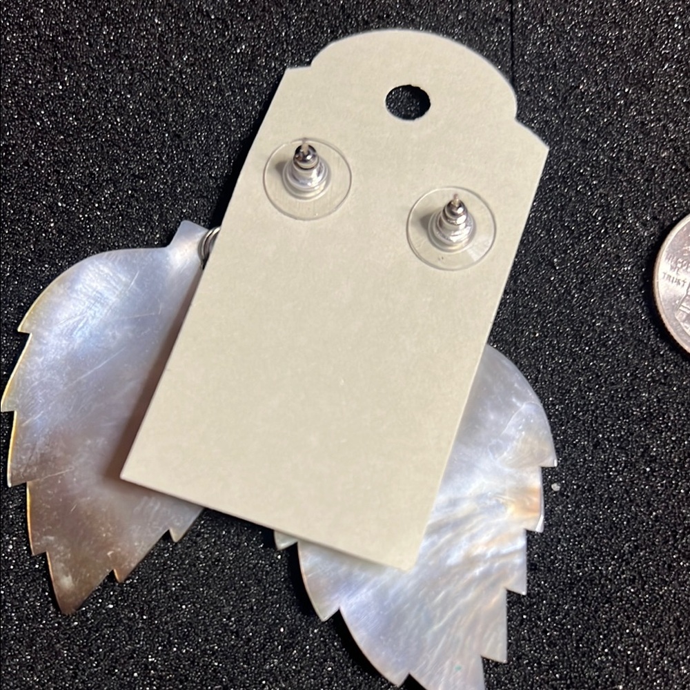 Natural Shell Leaf Dangle Earrings - image 3